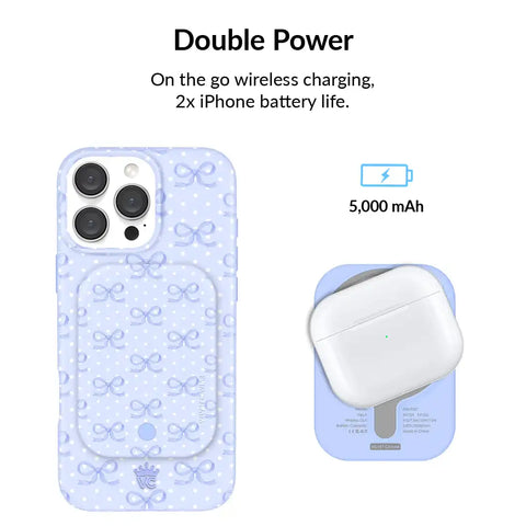 Lovely Blue Bows Portable MagSafe Charger Power Pack