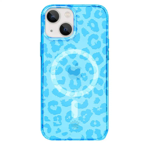 Aqua Blue Leopard iPhone Case