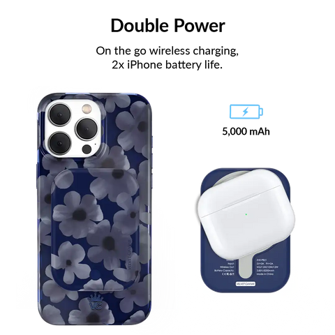 Midnight Blossom Portable MagSafe Charger Power Pack