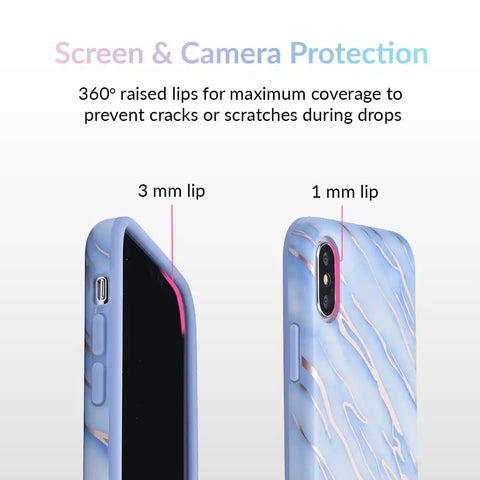 Sky Blue Rose Gold Chrome Marble iPhone case