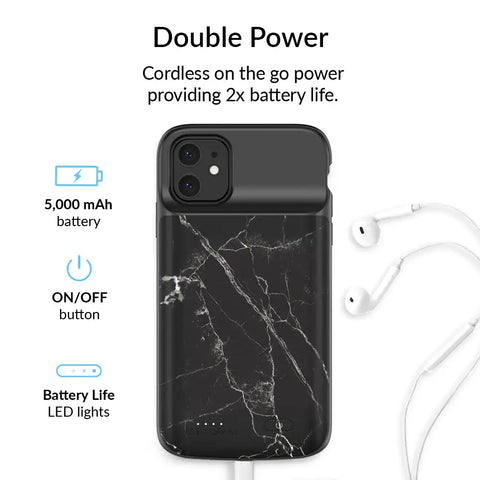 Black Marble iPhone Charging Case