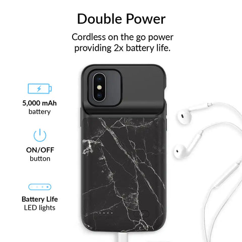 Black Marble iPhone Charging Case