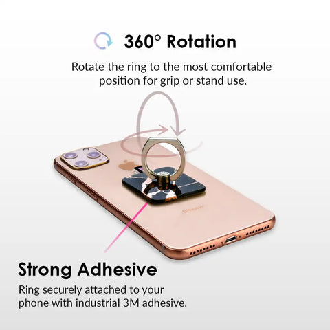Black Marble Rose Gold Chrome Phone Ring