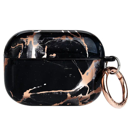 Black Marble Rose Gold Chrome AirPods Case