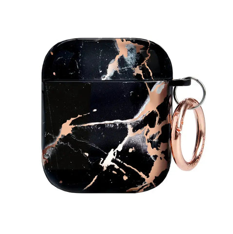 Black Marble Rose Gold Chrome AirPods Case