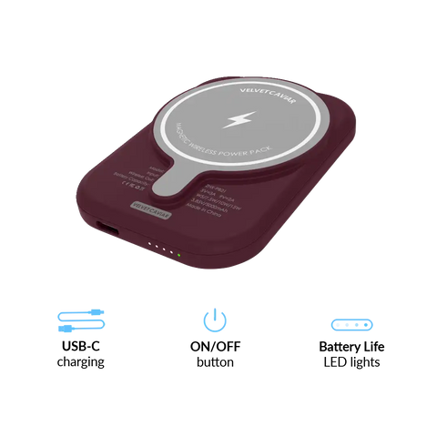 Burgundy Vibe Checker Portable MagSafe Charger Power Pack