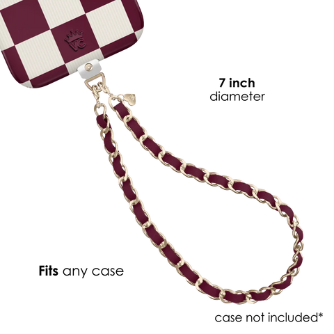 Burgundy Leather Chain Phone Charm
