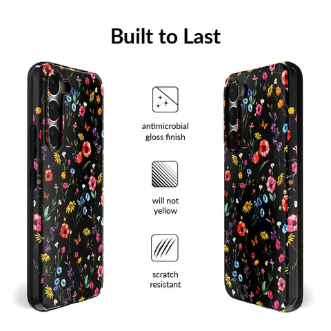 Black Wildflower Samsung Case