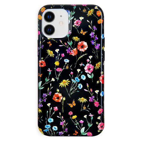 Black Wildflower iPhone Case