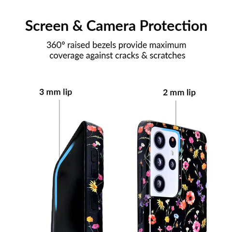 Black Wildflower Samsung Case