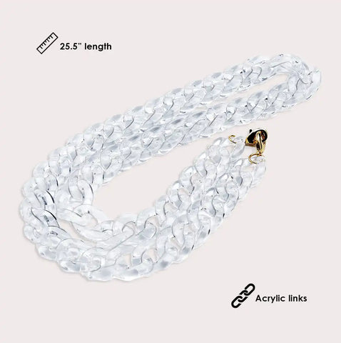 Mask Chain Necklace - 19mm Curb in Clear Lucite