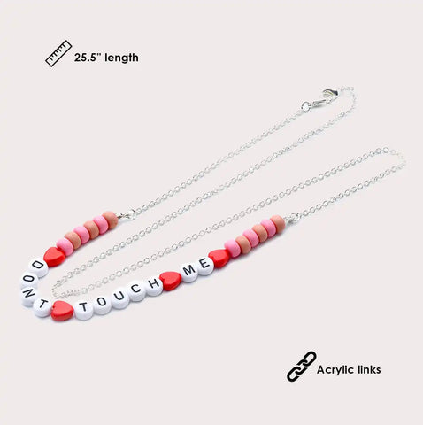 Mask Chain Necklace - 3mm Dont Touch Me Beads in Silver