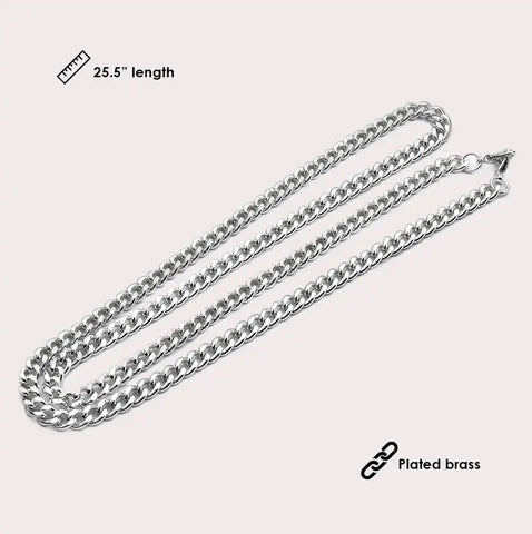 Mask Chain Necklace - 5mm Curb in Silver