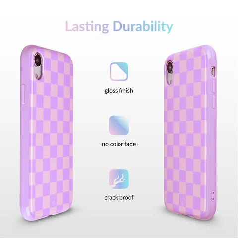 Checkered Lavender Nude iPhone Case