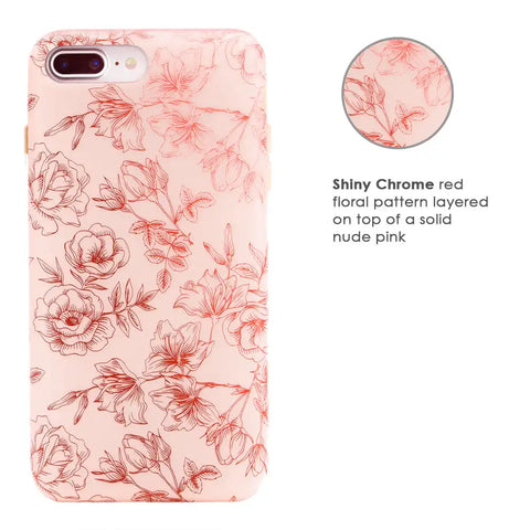 Nude Red Chrome Floral iPhone Case