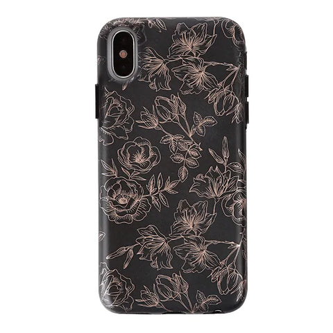 Floral Rose Gold Chrome iPhone Case