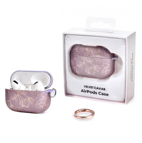 Dusty Rose Chrome Floral AirPods Case