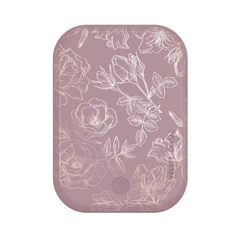 Dusty Rose Chrome Floral Portable MagSafe Charger Power Pack