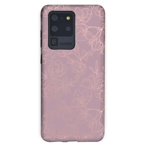 Dusty Rose Chrome Floral Samsung Galaxy Case