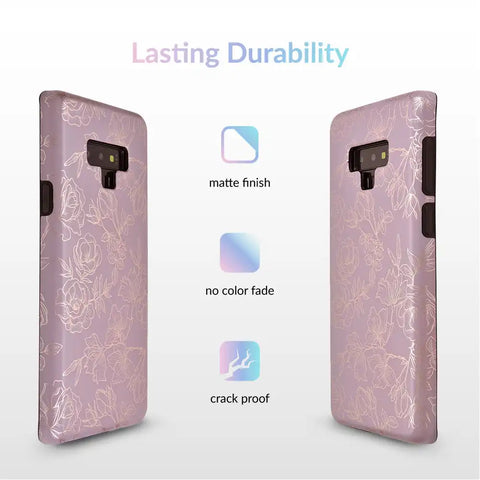 Dusty Rose Chrome Floral Samsung Galaxy Case
