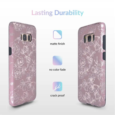 Dusty Rose Chrome Floral Samsung Galaxy Case