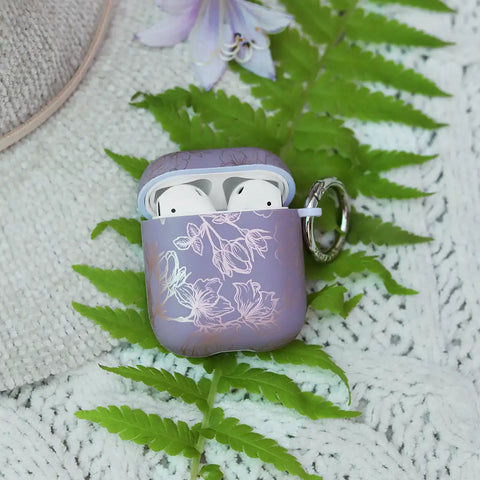 Dusty Rose Chrome Floral AirPods Case