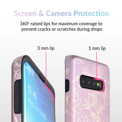 Dusty Rose Chrome Floral Samsung Galaxy Case