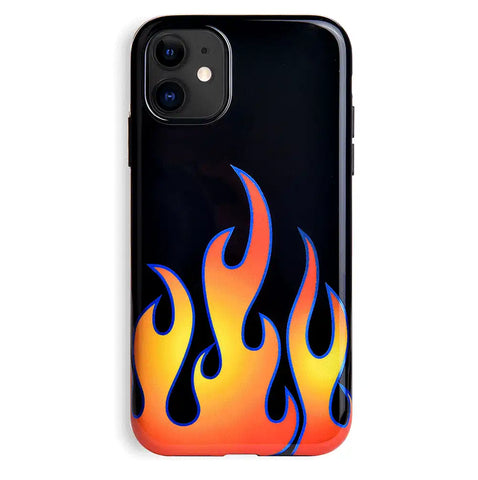 Blue Chrome Flames iPhone Case