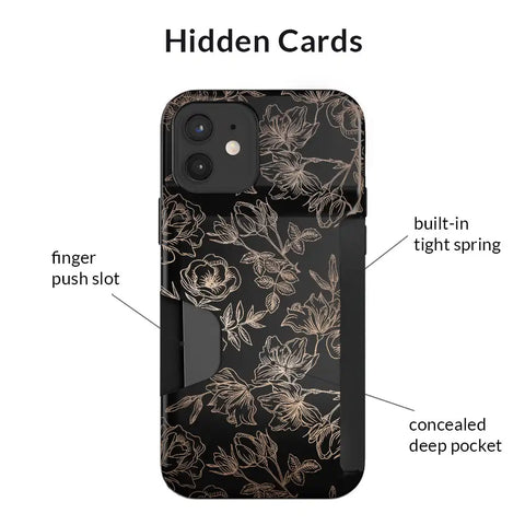 Floral Rose Gold iPhone Wallet Case