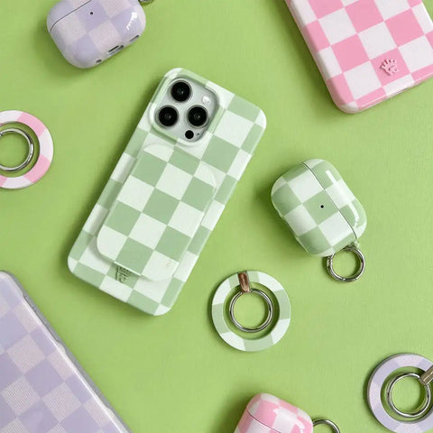 Pistachio Vibe Checkered Portable MagSafe Charger Power Pack