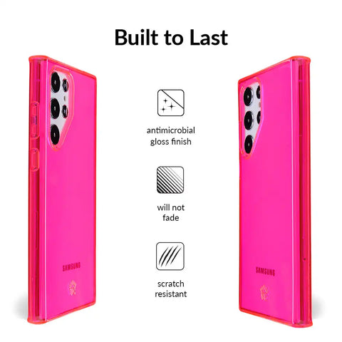 Neon Pink Clear Samsung Case