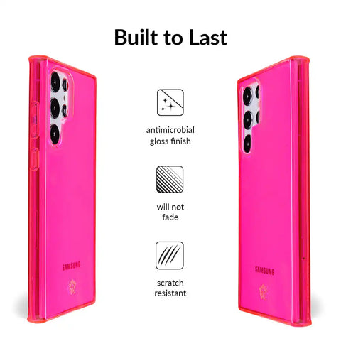 Neon Pink Clear Samsung Case