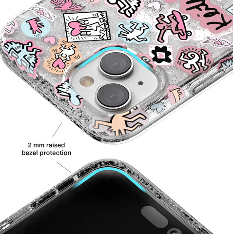 Keith Haring Pastel Glitter iPhone Case
