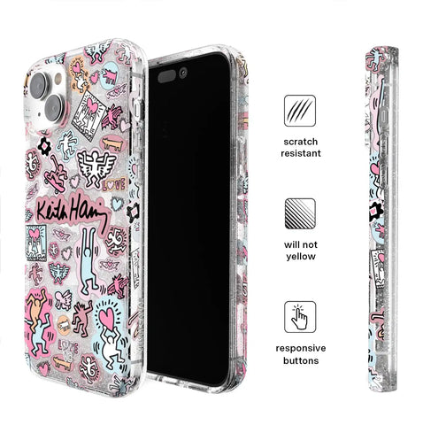 Keith Haring Pastel Glitter iPhone Case