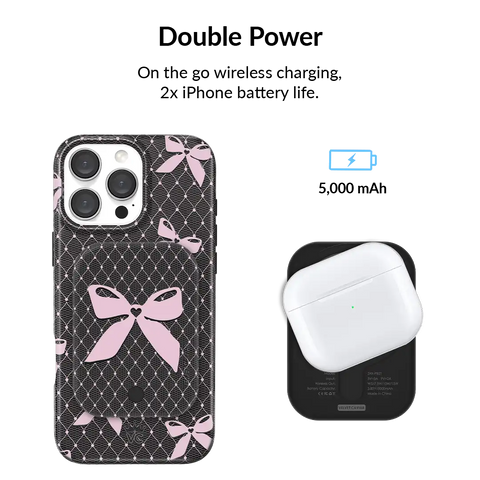 Lacy Pink Bows Portable MagSafe Charger Power Pack