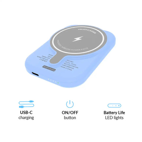 Cotton Candy Blue Portable MagSafe Charger Power Pack