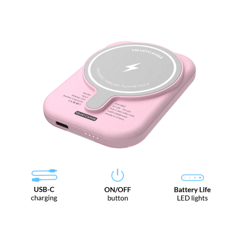 Pink Vibe Checkered Portable MagSafe Charger Power Pack