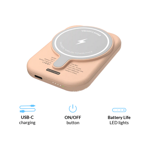 Peach Blossom Portable MagSafe Charger Power Pack