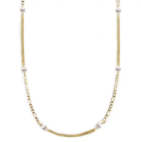 Mask Chain Necklace - 5mm Mixed Pearl in Gold