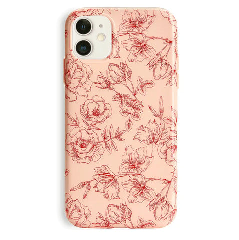 Nude Red Chrome Floral iPhone Case