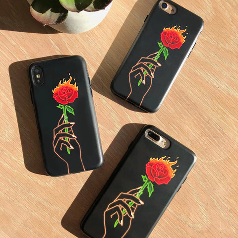 Neon Rose iPhone Case by Nessa