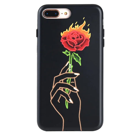 Neon Rose iPhone Case by Nessa