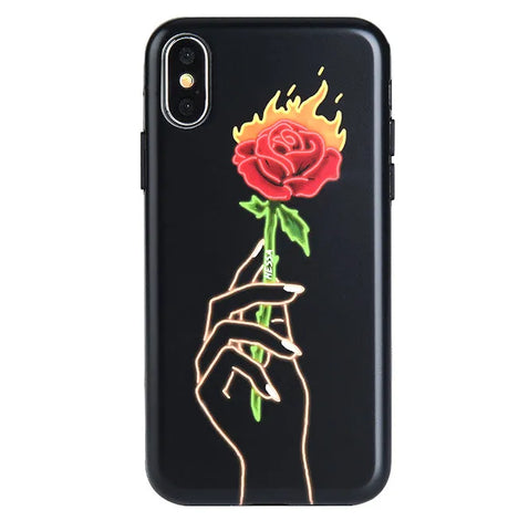 Neon Rose iPhone Case by Nessa