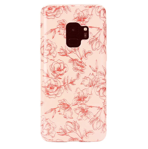 Nude Red Chrome Floral Samsung Galaxy Case