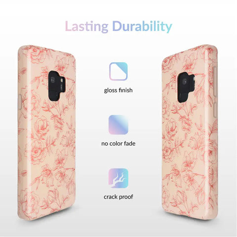 Nude Red Chrome Floral Samsung Galaxy Case