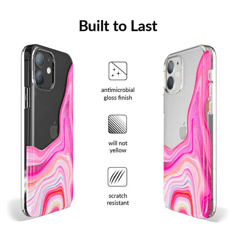 Pink Geode Glitter Clear iPhone Case