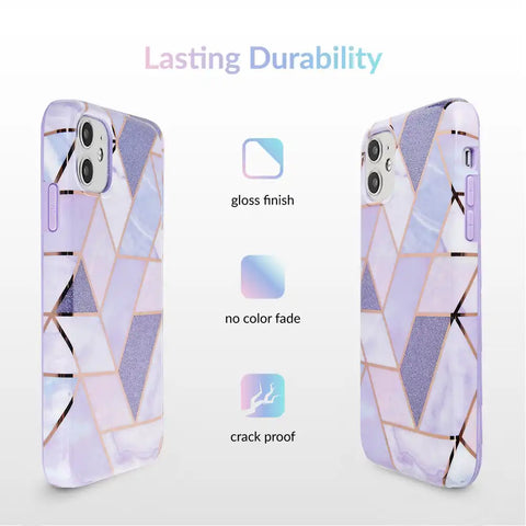 Purple Geometric Marble iPhone Case