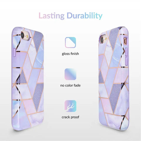 Purple Geometric Marble iPhone Case