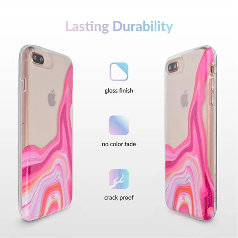 Pink Geode Glitter Clear iPhone Case