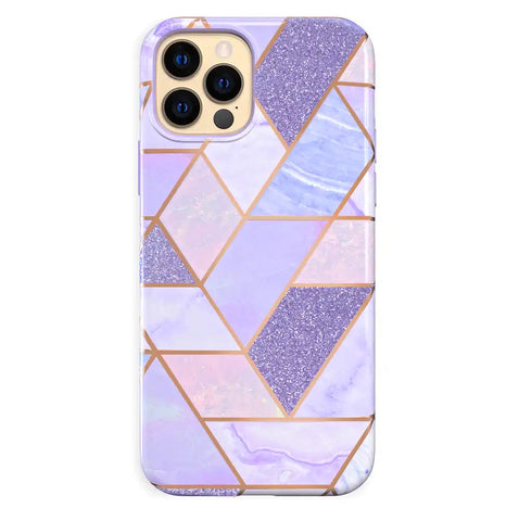 Purple Geometric Marble iPhone Case